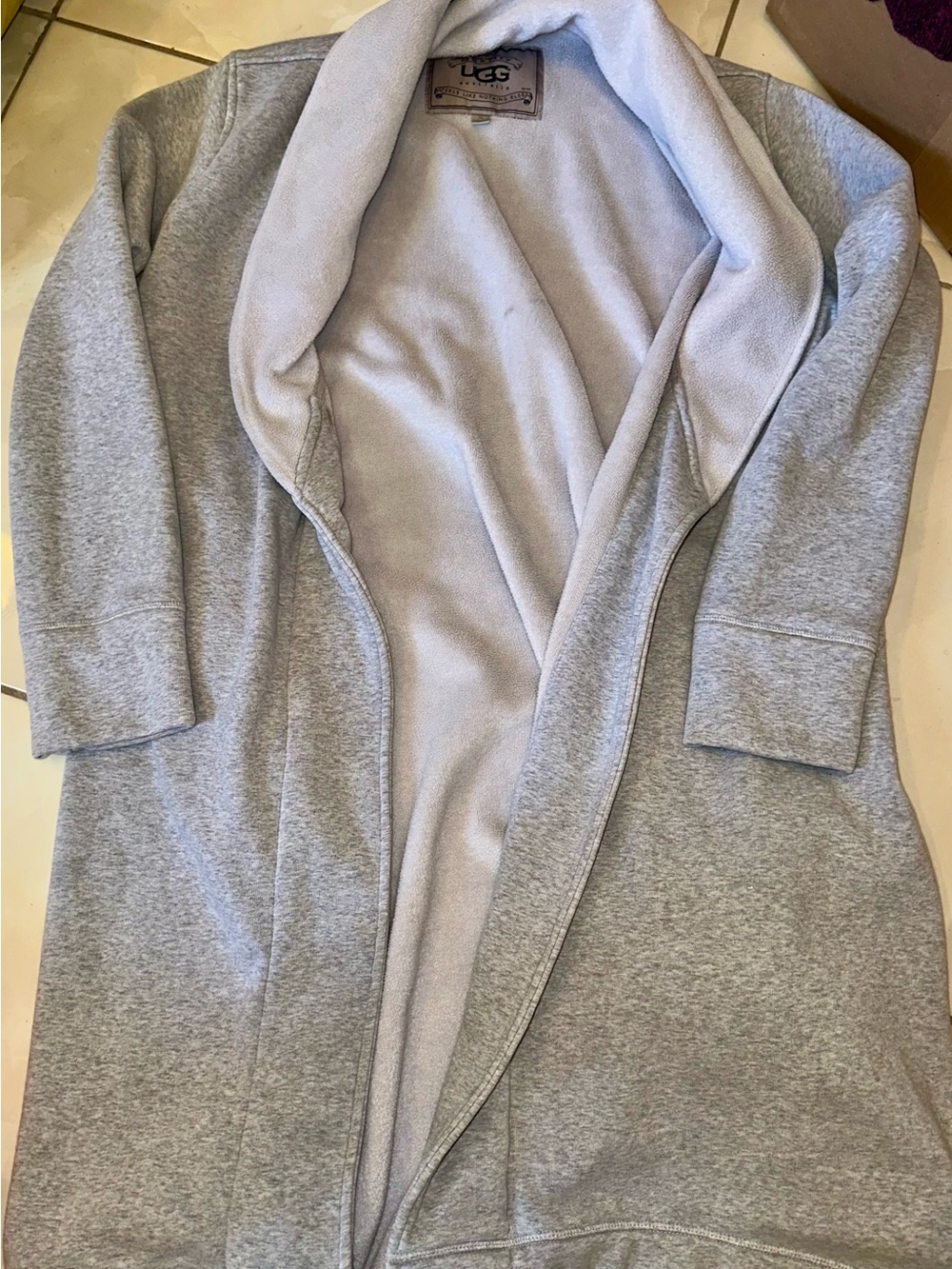 UGG Light Grey Fleece-Lined Open Cardigan